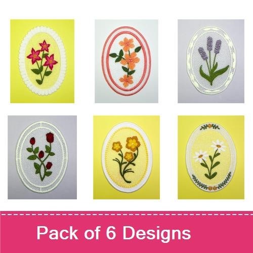FSL Floral Lace Embroidery Designs Bundle – Pink, Orange, Lavender & More (6 Designs)