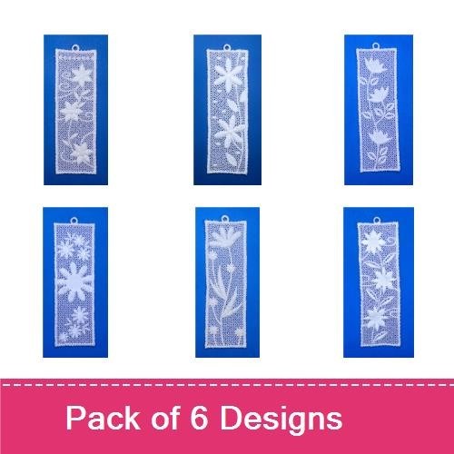 FSL Floral Lace Bookmark Embroidery Bundle – Lily, Rose, Orchid, Daisy & More (6 Designs)
