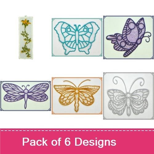 FSL Butterflies and Insects Embroidery Designs Bundle – Lace Butterfly, Lace Dragonfly, Lace Ladybug & More (6 Designs)