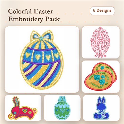 FSL Easter Egg & Bunny Embroidery Designs Bundle – Decorative Easter Egg, Lace Easter Egg, Bunny with Bow & More (6 Designs) FSL Easter Egg & Bunny Embroidery Designs Bundle – Decorative Easter Egg, Lace Easter Egg, Bunny with Bow & More (6 Designs)