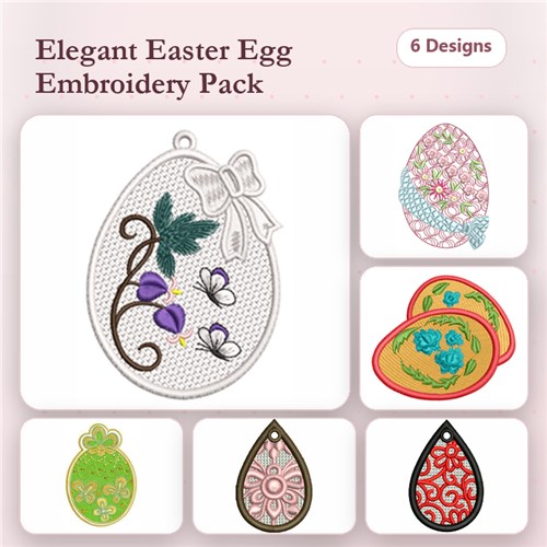FSL Easter Egg Ornament Embroidery Bundle – Easter Egg with Violets, Colorful Easter Egg, Floral Easter Egg & More (6 Designs) FSL Easter Egg Ornament Embroidery Bundle – Easter Egg with Violets, Colorful Easter Egg, Floral Easter Egg & More (6 Designs)