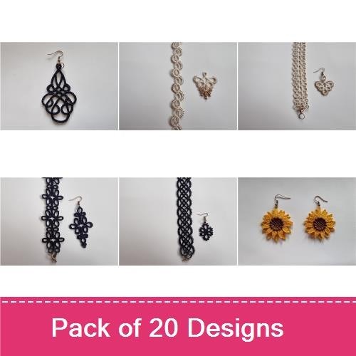 FSL Elegant Lace Earrings Embroidery Bundle – Flower Lace, Teardrop Lace, Snowflake Lace & More (20 Designs)