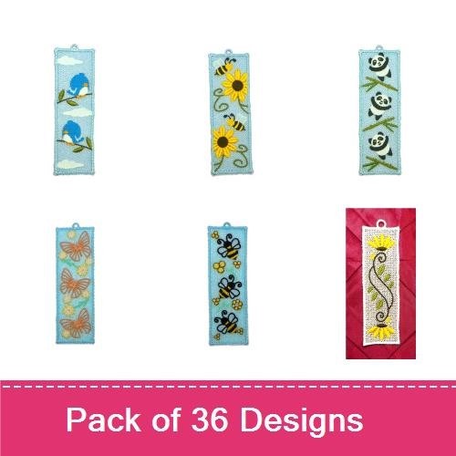 FSL Nature Bookmark Embroidery Designs Bundle – Butterfly, Bluebird, Flower & More (36 Designs)