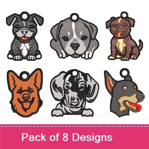 Dog Breed Keychain Embroidery Bundle – Cute Dog Designs (6 Designs)