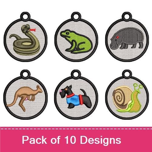 Animal Embroidery Bundle – Snake, Frog, Hippopotamus & More (10 Designs)