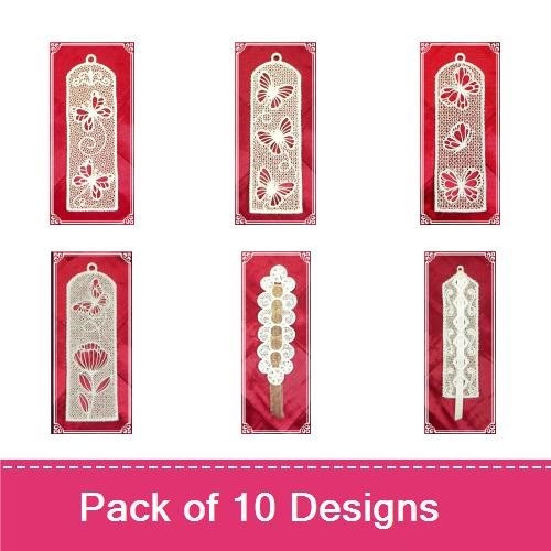 FSL Butterfly and Lace Bookmark Embroidery Designs Bundle – Butterfly Bookmark, Lace Bookmark with Floral Design & More (10 Designs)