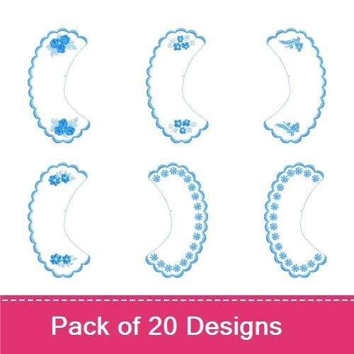 Floral Collar Embroidery Bundle – Collars with Roses, Scallops, Curves & More (20 Designs)