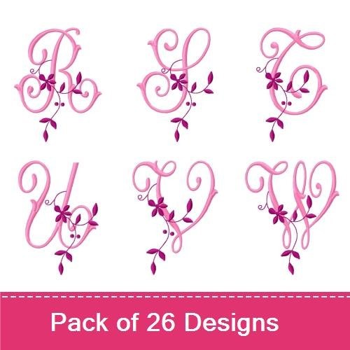 Elegant Floral Monograms Embroidery Designs Bundle – Monogram A, Monogram B, Monogram C & More (26 Designs)