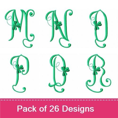 Elegant Clover Monograms Embroidery Designs Bundle – A, B, C Monograms & More (26 Designs)