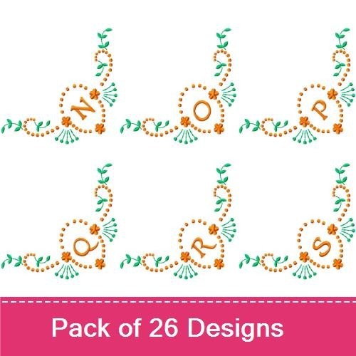 Floral Monogram Embroidery Designs Bundle – Monogram A, Monogram B, Monogram C & More (26 Designs)