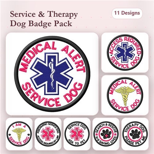 Service Dog Patch Embroidery Bundle – Medical Alert, Therapy Dog, Access Required & Search Rescue