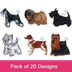 Dog Breed Embroidery Designs Bundle – Golden Retriever, Boxer, Dachshund, & More (20 Designs)