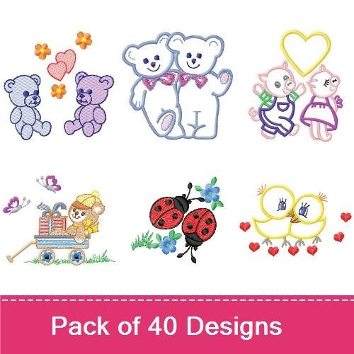 Teddy Bear & Couple Embroidery Bundle – Cute Designs (40 Designs)