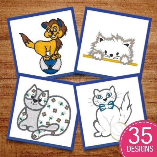 Lion Cub & Cat Embroidery Bundle – Adorable Designs (35 Designs)