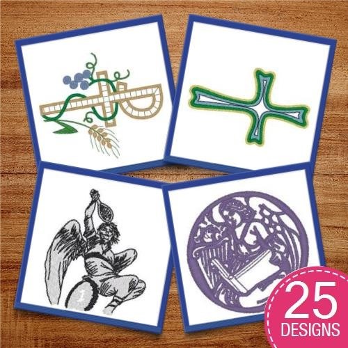 Elegant Crosses & Religious Symbols Embroidery Bundle – Ornate Cross, Floral Cross, Celtic Cross & More (24 Designs)