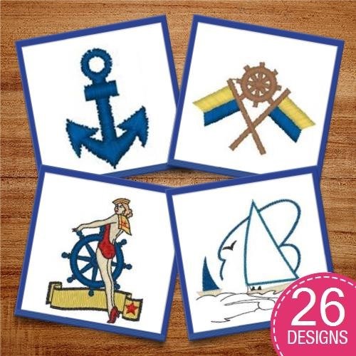 Nautical Themes Embroidery Designs Bundle – Nautical Star, Ship Wheel, Anchor & More (25 Designs)