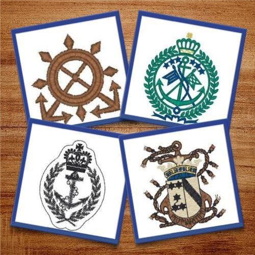 Nautical Emblems Embroidery Designs Bundle – Anchor Emblem, Ship Wheel Emblem, Lighthouse Emblem & More (9 Designs)