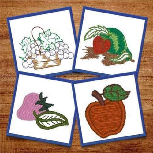Fresh Fruit Embroidery Designs Bundle – Cherry, Grape Basket, Lemon, Pineapple & More (15 Designs)