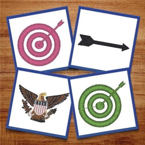 Eagle & Arrow Embroidery Designs Bundle – Eagle with Shield, Target with Arrow, Circular Target & More (11 Designs)