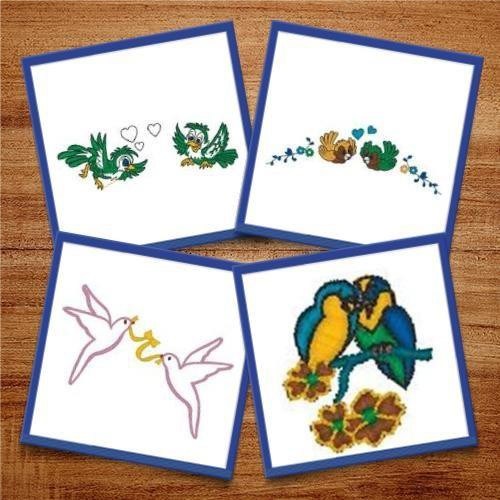 Love Birds Embroidery Designs Bundle – Love Birds with Heart, Cute Love Birds, Two Love Birds with Hearts & More (12 Designs)