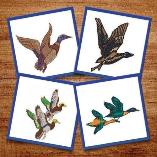 Ducks Embroidery Bundle – Flying Duck Pair, Single Duck in Flight, Grouped Flying Ducks & More (15 Designs)