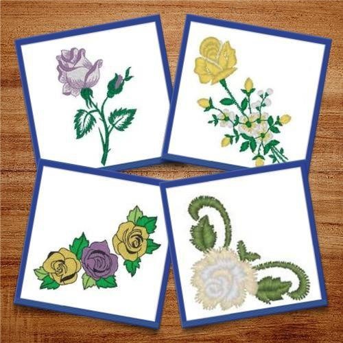 Elegant Rose Embroidery Designs Bundle – Purple Rose, Yellow Rose, Red Rose & More (15 Designs)