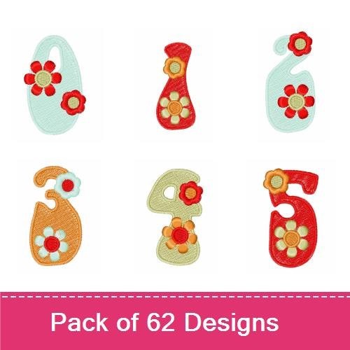 Applique Floral Alphabet Embroidery Bundle – Floral Letter A, Floral Letter B, Floral Letter C & More (54 Designs)