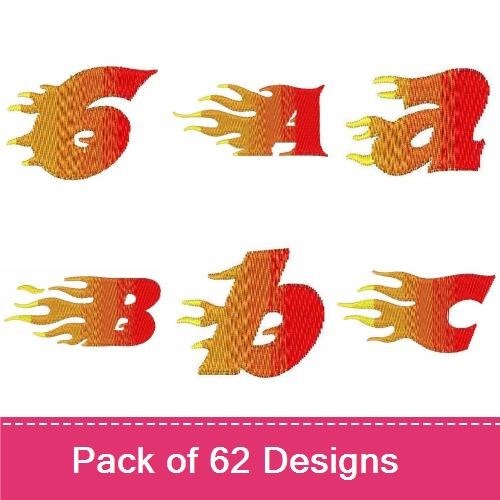 Fiery Numbers Embroidery Designs Bundle – Fiery Number 0, Fiery Number 1, Fiery Number 2 & More (62 Designs)