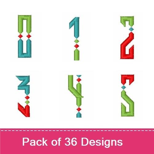 Geometric Modern Alphabet Embroidery Bundle – A to Z Letters, 0 to 9 Numbers & More (36 Designs)