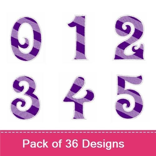 Purple Striped Alphabet & Numbers Embroidery Designs Bundle – Letters A-Z, Numbers 0-9 & More (36 Designs)