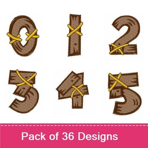 Wooden Letter & Number Embroidery Bundle – Wooden Letter A, Wooden Letter B, Wooden Number 0 & More (36 Designs)