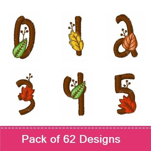 Autumn-Themed Alphabet Embroidery Designs Bundle – A with Leaves, B with Leaves, C with Leaves & More (62 Designs)