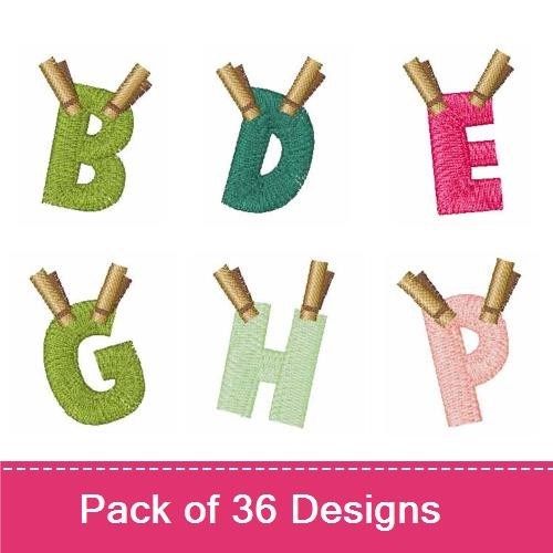 Colorful Numbers & Letters Embroidery Designs Bundle – Number 0, Number 1, Letter A & More (36 Designs)