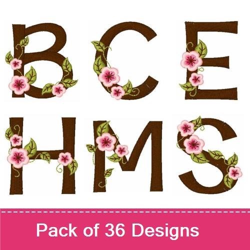 Floral Alphabet and Numbers Embroidery Bundle – Floral Number 0, Floral Number 2 & More (36 Designs)
