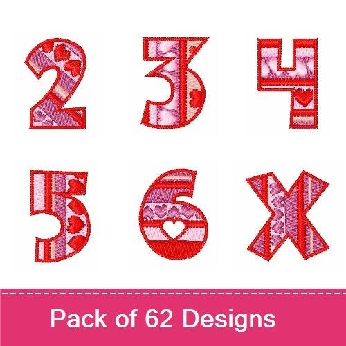 Applique Valentine's Day Embroidery Designs Bundle – Heart Number 1, Heart Letter A, Heart Egg & More (62 Designs)