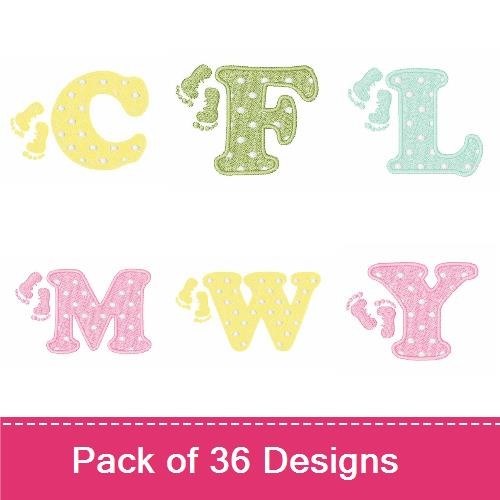 Polka Dot Baby Numbers Embroidery Bundle – 0 to 9, Letter A & More (36 Designs)