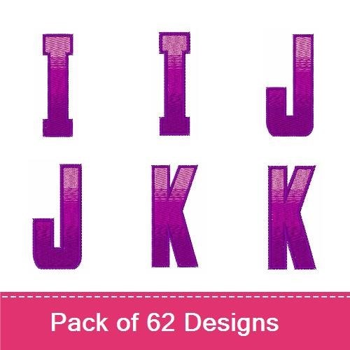 Purple Satin Alphabet Embroidery Designs Bundle – Letter A, Number 0, Number 1 & More (62 Designs)