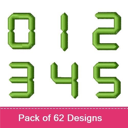 Green Satin Embroidery Bundle – Numbers, Letters & More (62 Designs)