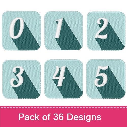 Shadowed Numbers & Letters Embroidery Designs Bundle – 0, 1, 2, A & More (36 Designs)