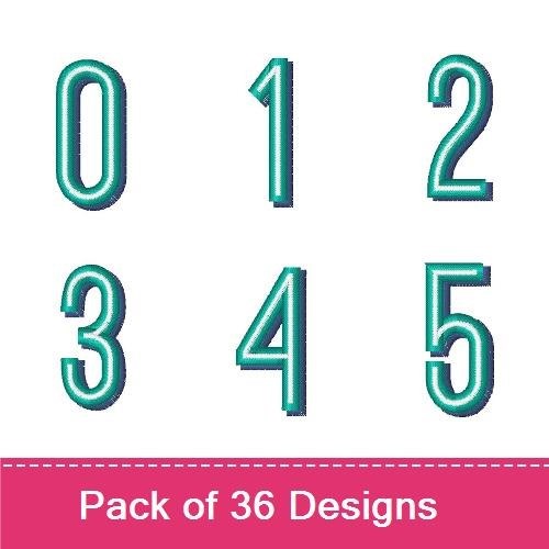 Teal and Navy 3D Numbers & Letters Embroidery Bundle – Number 0, Number 1, Number 2, Number 3 & More (36 Designs)