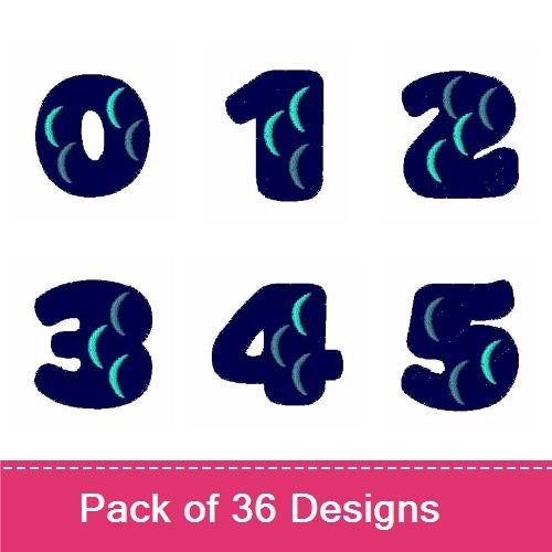 Numbers & Letter A Embroidery Designs Bundle – 0, 1, 2, 3, 4, 5, 6, 7, 8, 9 & More (36 Designs)