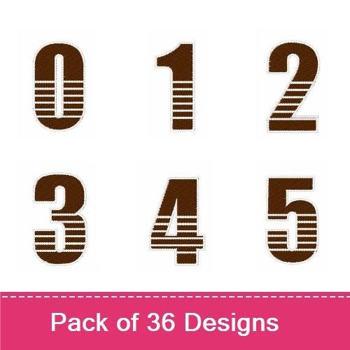 Striped Numbers & Letters Embroidery Designs Bundle – Striped Number 0, Striped Letter A, & More (36 Designs)