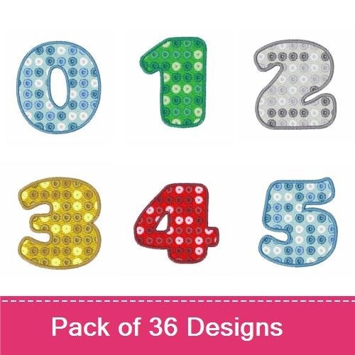 Colorful Polka Dot Numbers & Letters Embroidery Designs Bundle – Polka Dot Number 0, Polka Dot Letter A & More (36 Designs)