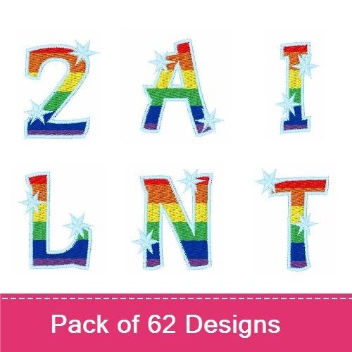 Rainbow Sparkle Numbers Embroidery Bundle – 0, 1, 2, 3, 4, 5, 6, 7 & More (62 Designs)