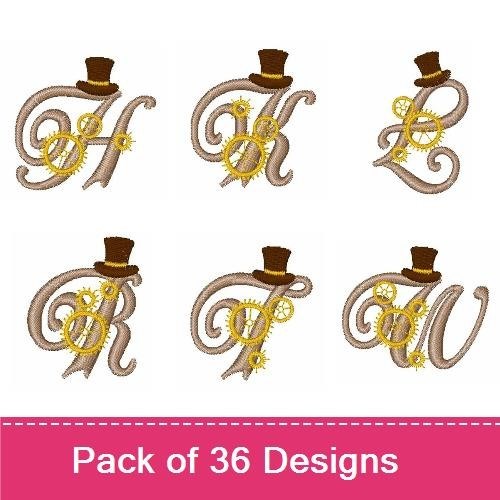 Steampunk Numbers Embroidery Designs Bundle – Steampunk Number 0, Gears, Steampunk Number 1 & More (36 Designs)