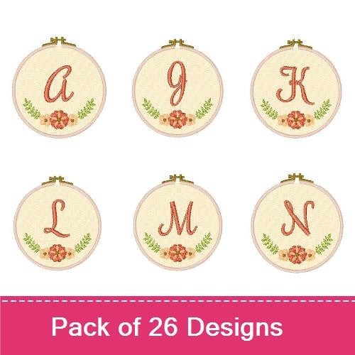 Floral Alphabet Embroidery Designs Bundle – Floral Letter A, B, C & More (26 Designs)