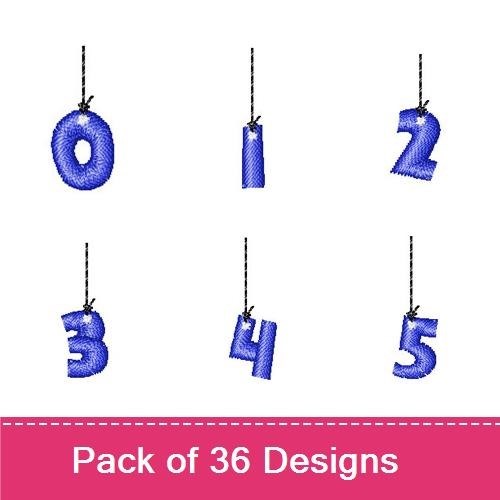 Hanging Numbers Embroidery Designs Bundle – Hanging Number 0, Hanging Number 1, Hanging Number 2 & More (36 Designs)