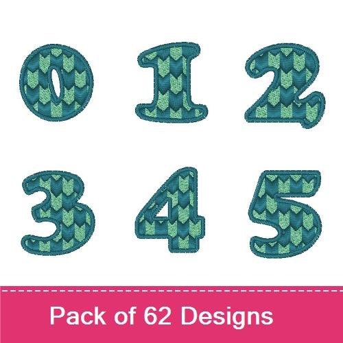 Chevron Numbers & Letters Embroidery Designs Bundle – Chevron Number 0, 1, 2 & More (62 Designs)