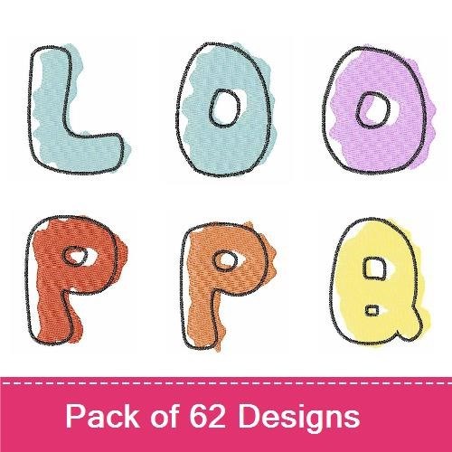 Colorful Watercolor Numbers and Letters Embroidery Bundle – Number 0, Number 1, Number 2, Letter A & More (62 Designs)