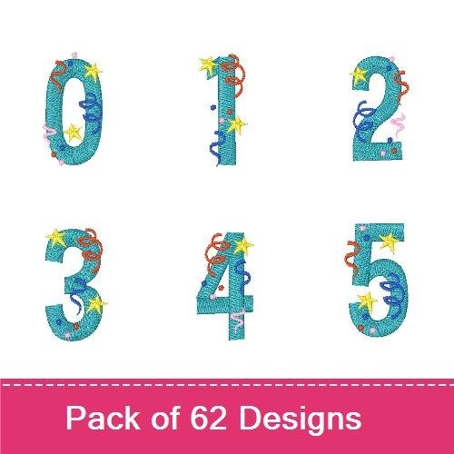 Festive Confetti Embroidery Designs Bundle – Letters A, B, C & Numbers 0, 1, 2 (62 Designs)